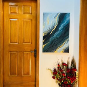 "Golden Currents" – Abstract Elegance by Zirwa (2x3 ft, Handmade Oil Painting)