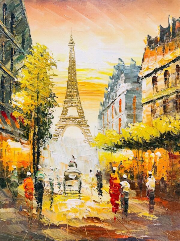 Golden Evening in Paris – Handmade Oil Painting - Image 3