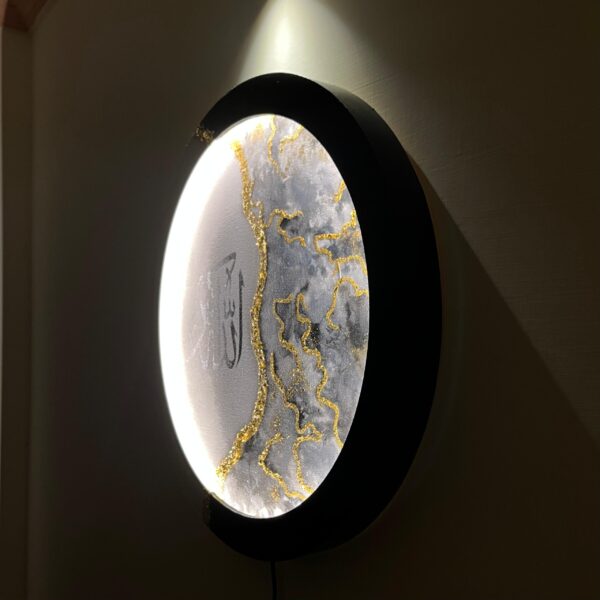 "Allah Hu Akbar" – Round Acrylic Calligraphy with LED Frame (2x2 ft, Customizable) - Image 2